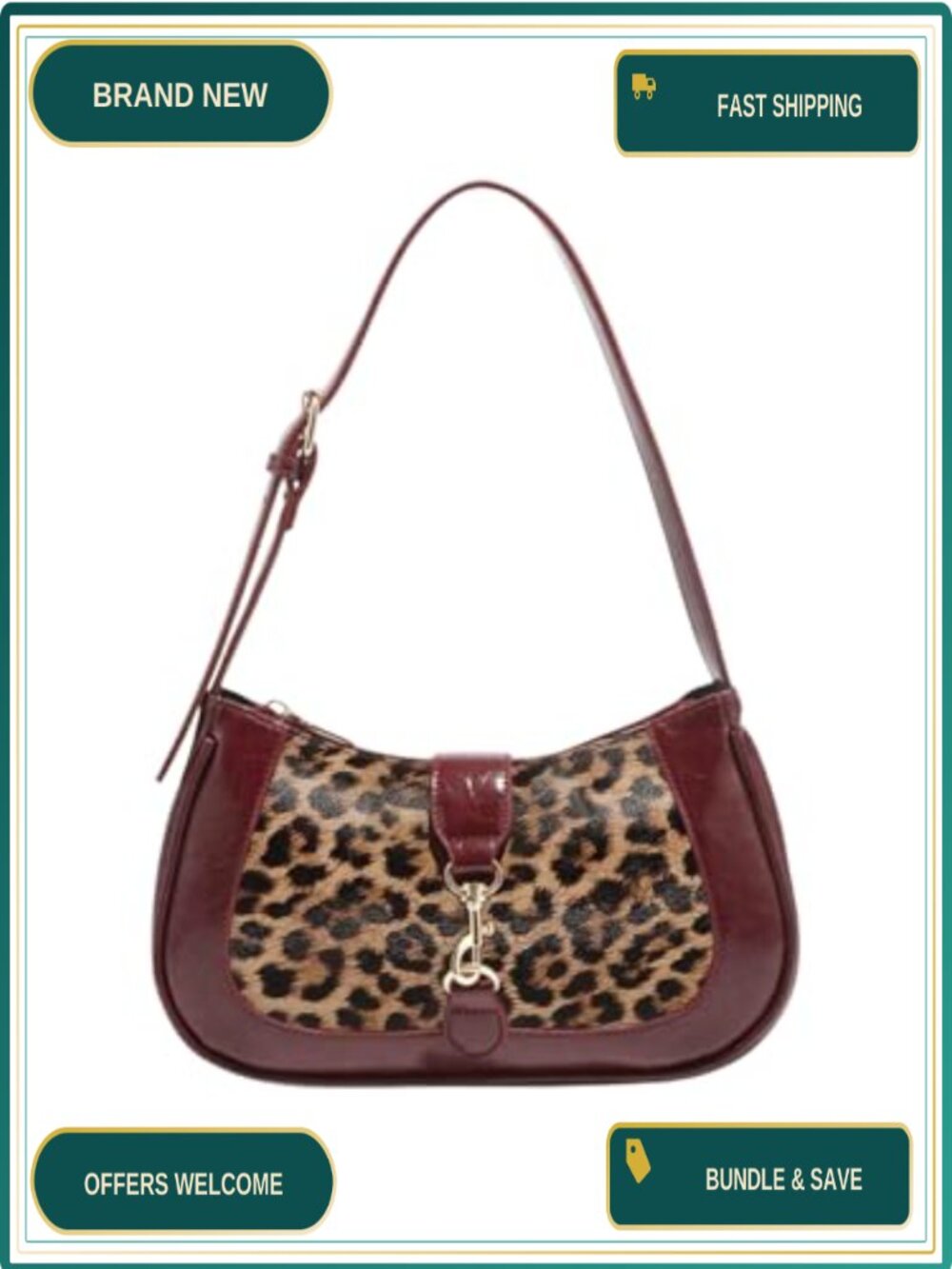 PU Leather Hobo Shoulder Bag Zipper Underarm Purse